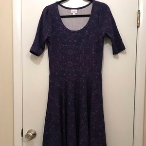 Lularoe Nicole, BNWOT, purple with navy pattern, L